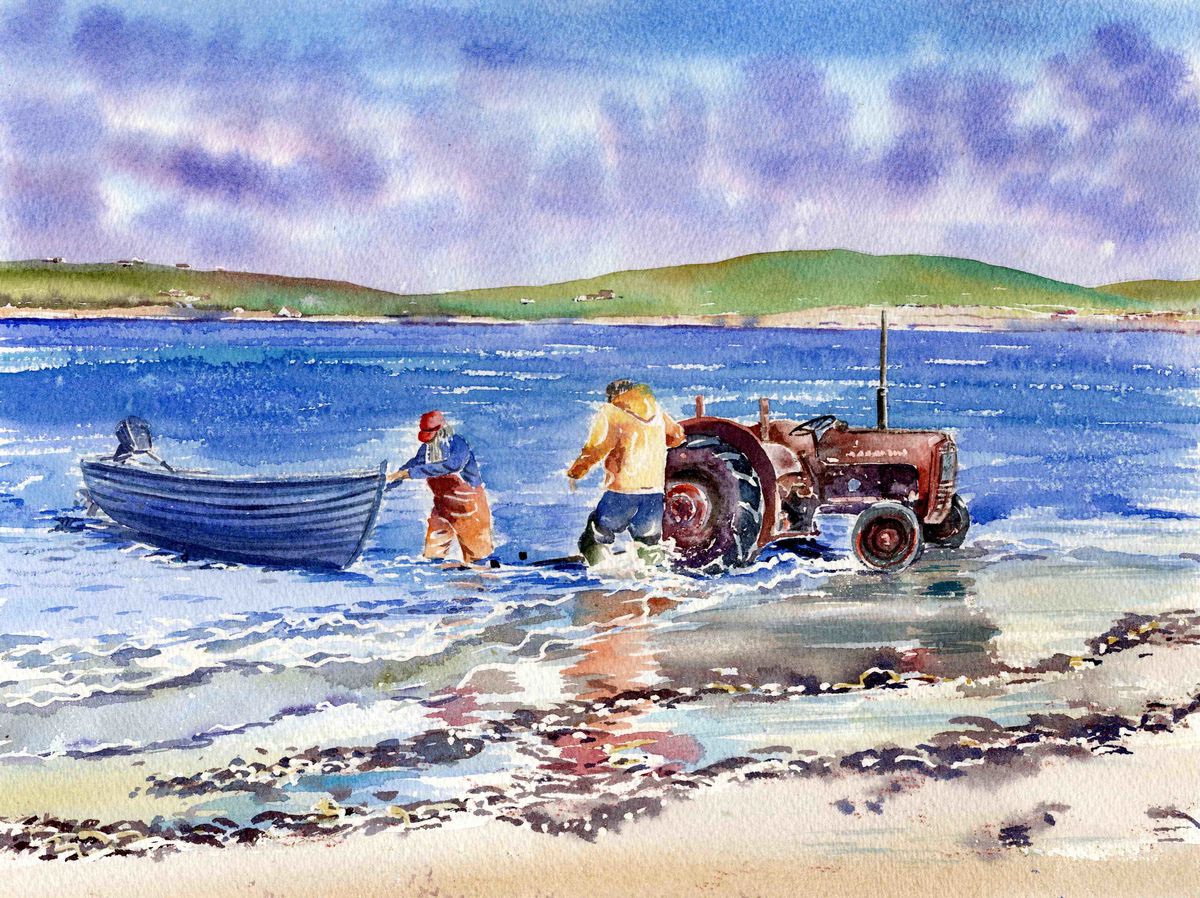 Limited edition print/Going fishing, Skaill beach, Orkney
