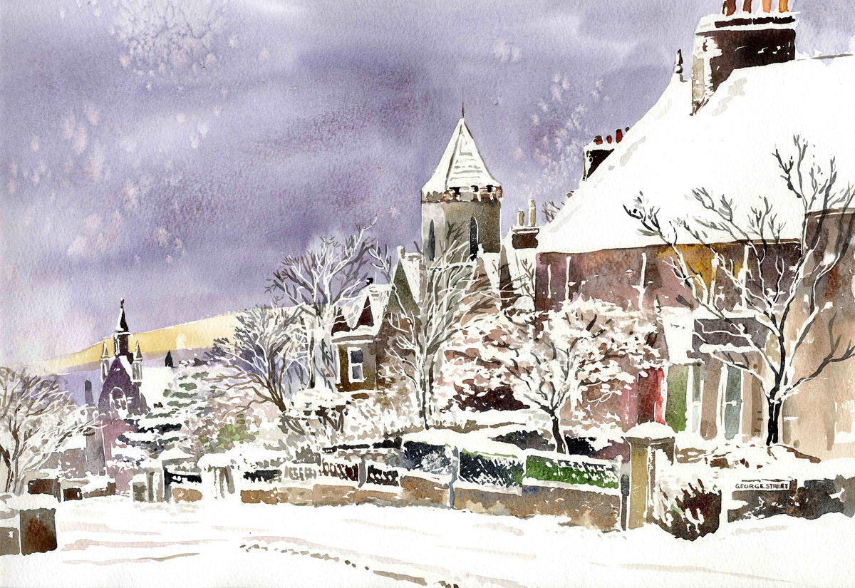 Limited edition print/Dundas crescent, Kirkwall in the snow