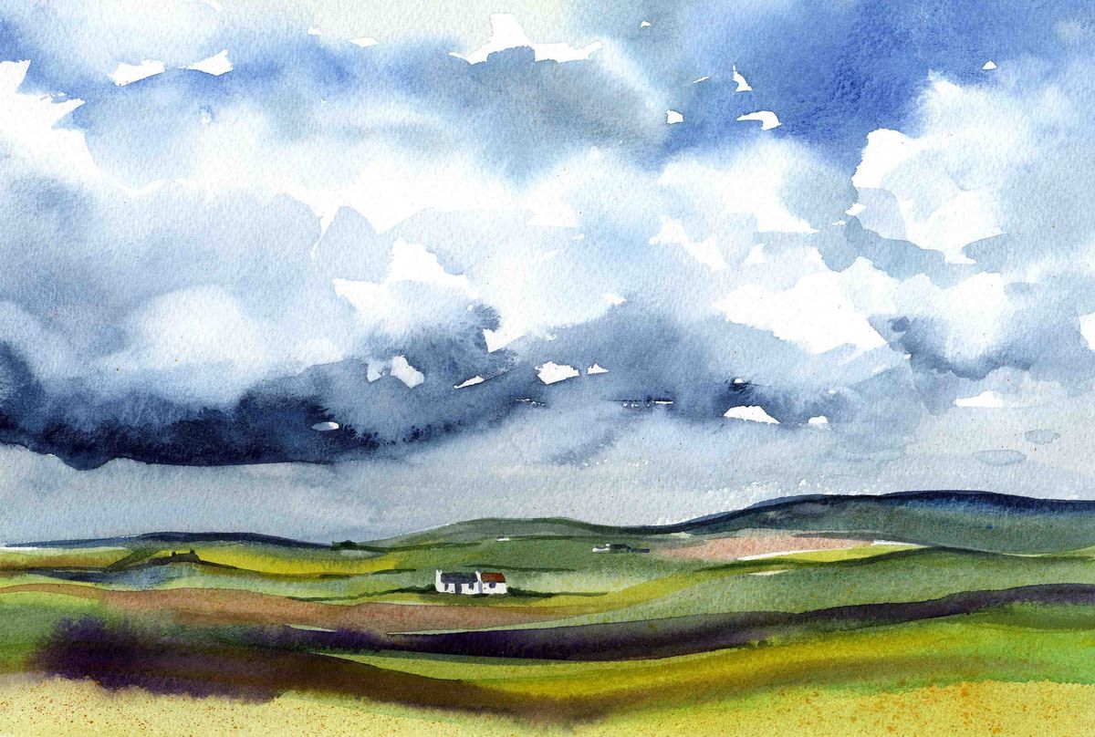 Limited edition print/Rolling fields in an Orkney landscape