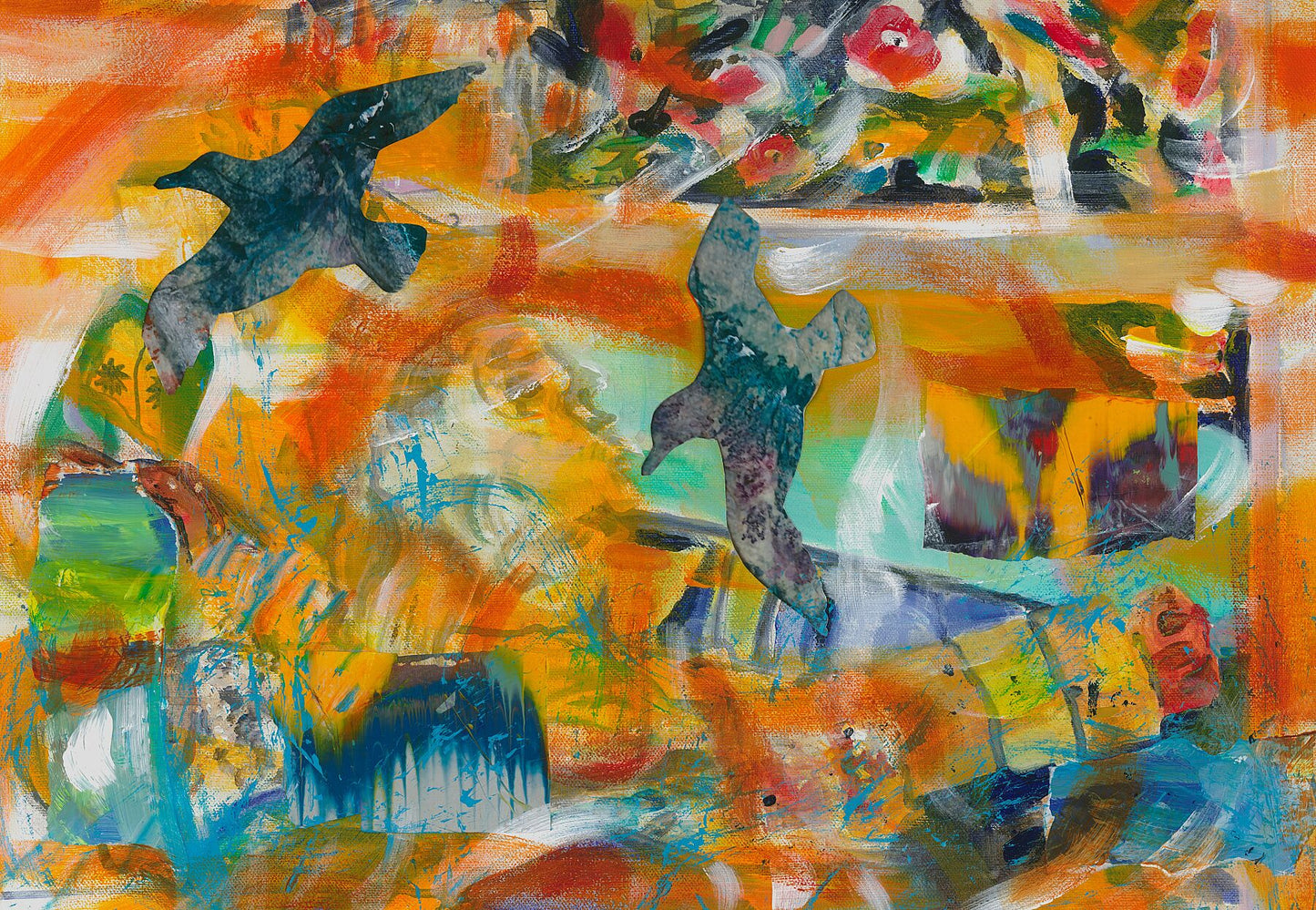 Limited edition print/Gulls diving abstract