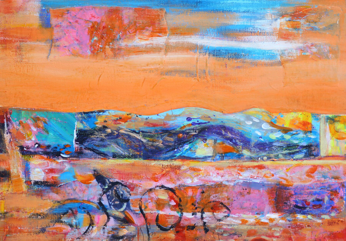 Limited edition print/Orange and red abstract sunset