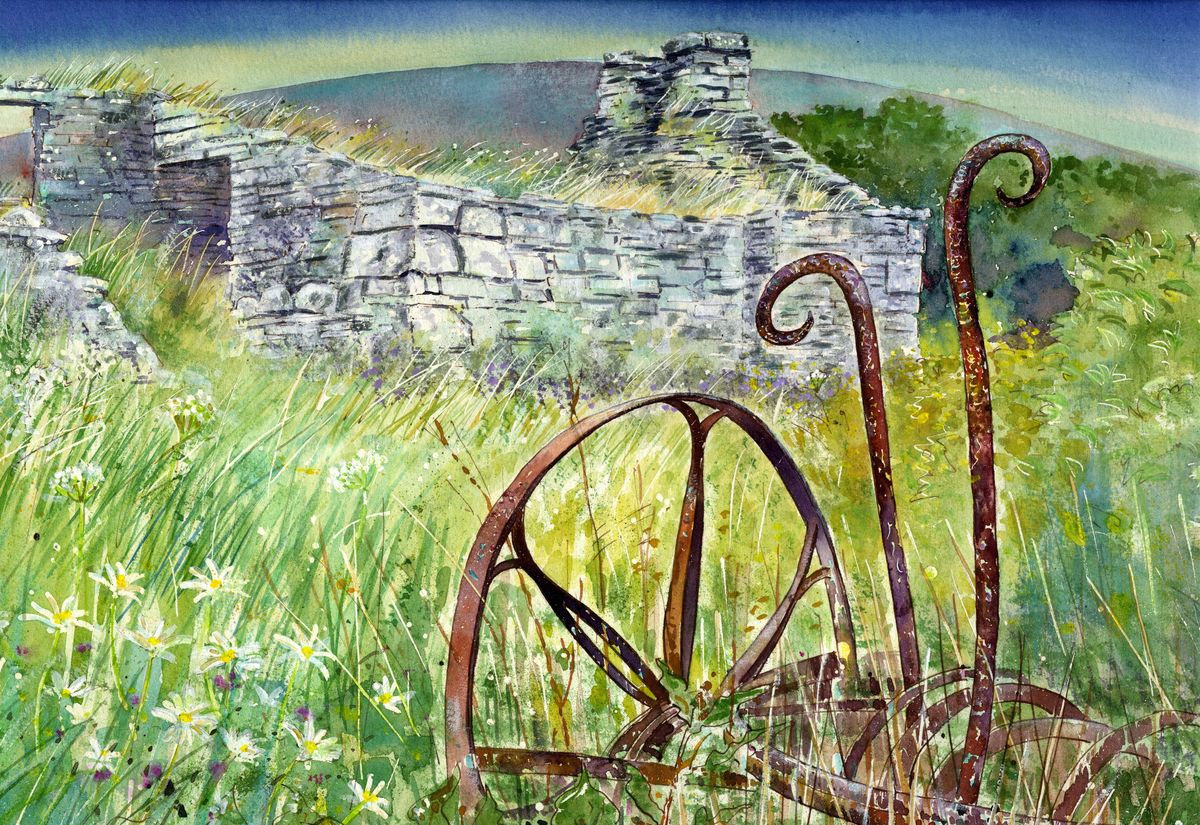 Limited edition print/Old farm machinery and cottage, Rousay