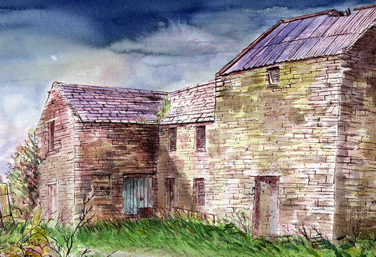 A limited edition print of Finstown mill from a watercolour painting by Orkney artist Jane Glue, Scotland