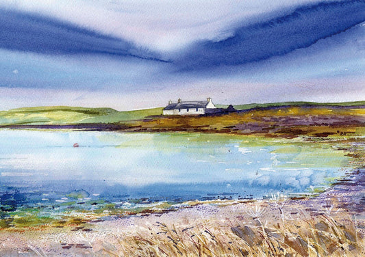 Limited edition print/White cottage by the shore