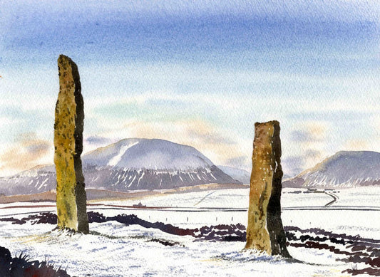 Limited edition print/Snow and stones, Brodgar, Orkney