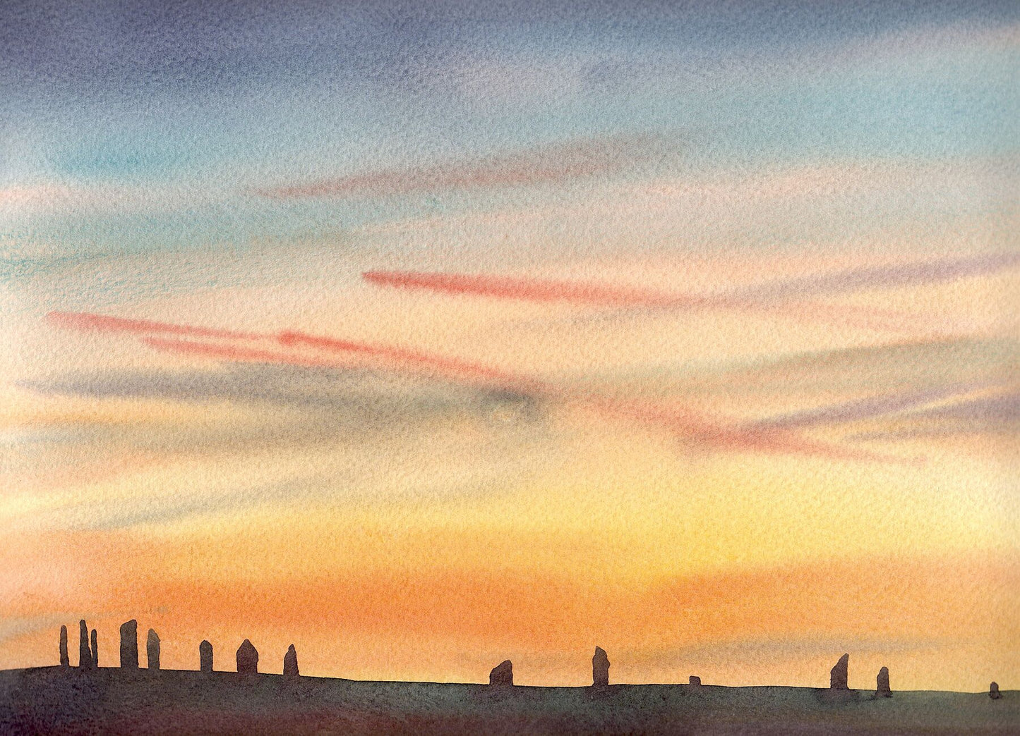 Limited edition print/Sunset at the ring of brodgar, Orkney