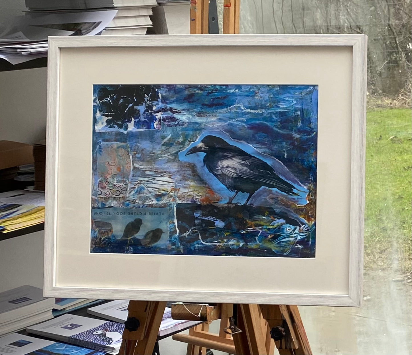 Original painting framed/Hoody crow abstract