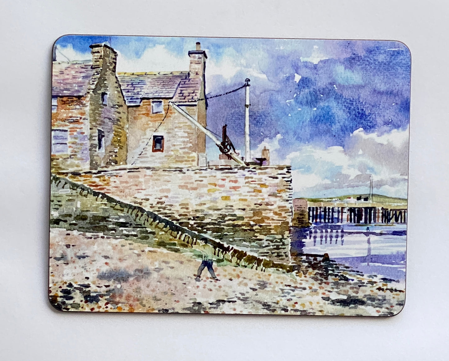 Designer tablemat/Pebble beach and old pier, Stromness