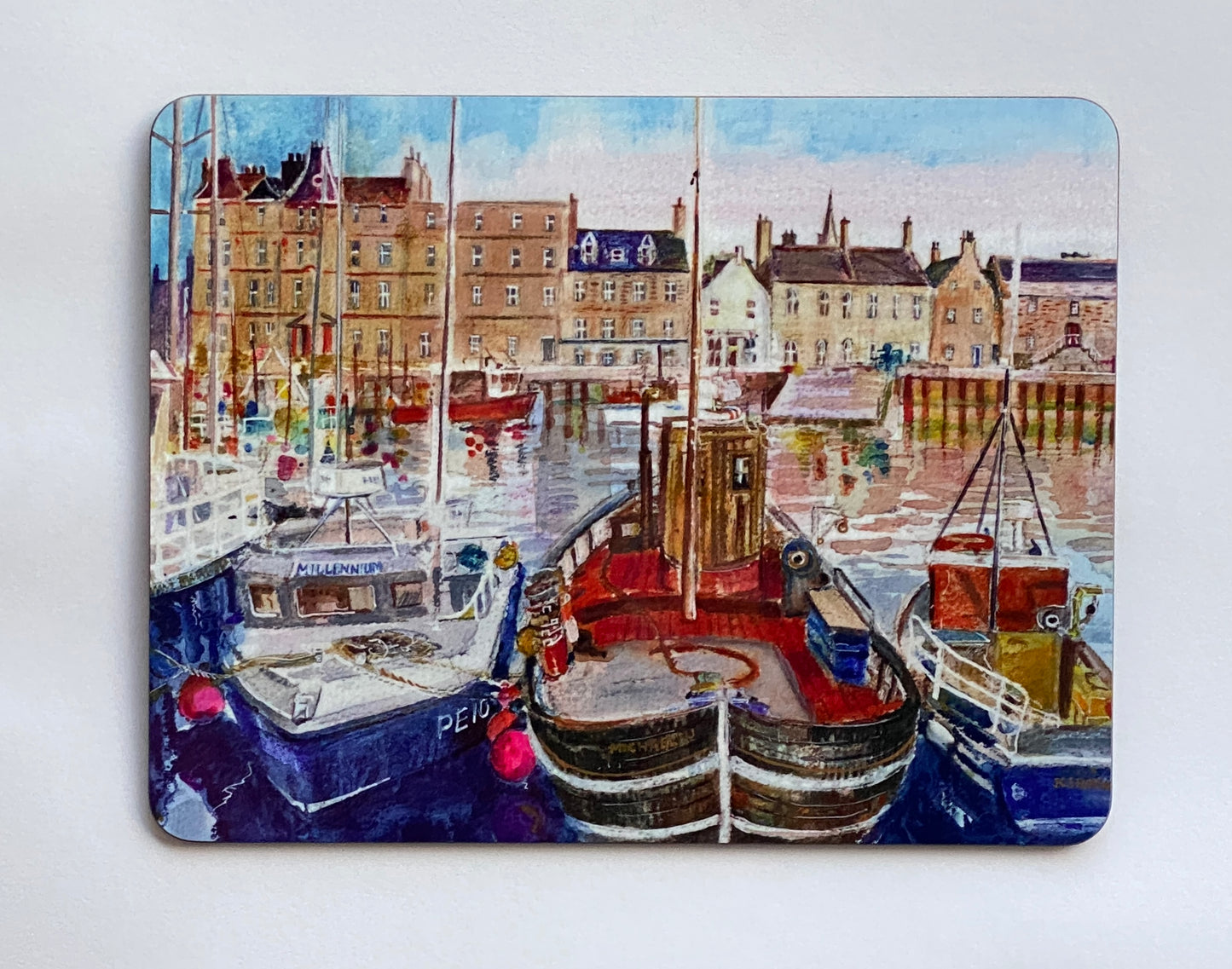 Designer tablemat/Kirkwall harbour with boats