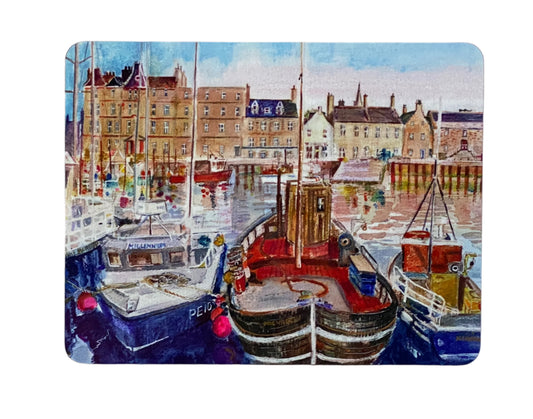 Designer tablemat/Kirkwall harbour with boats