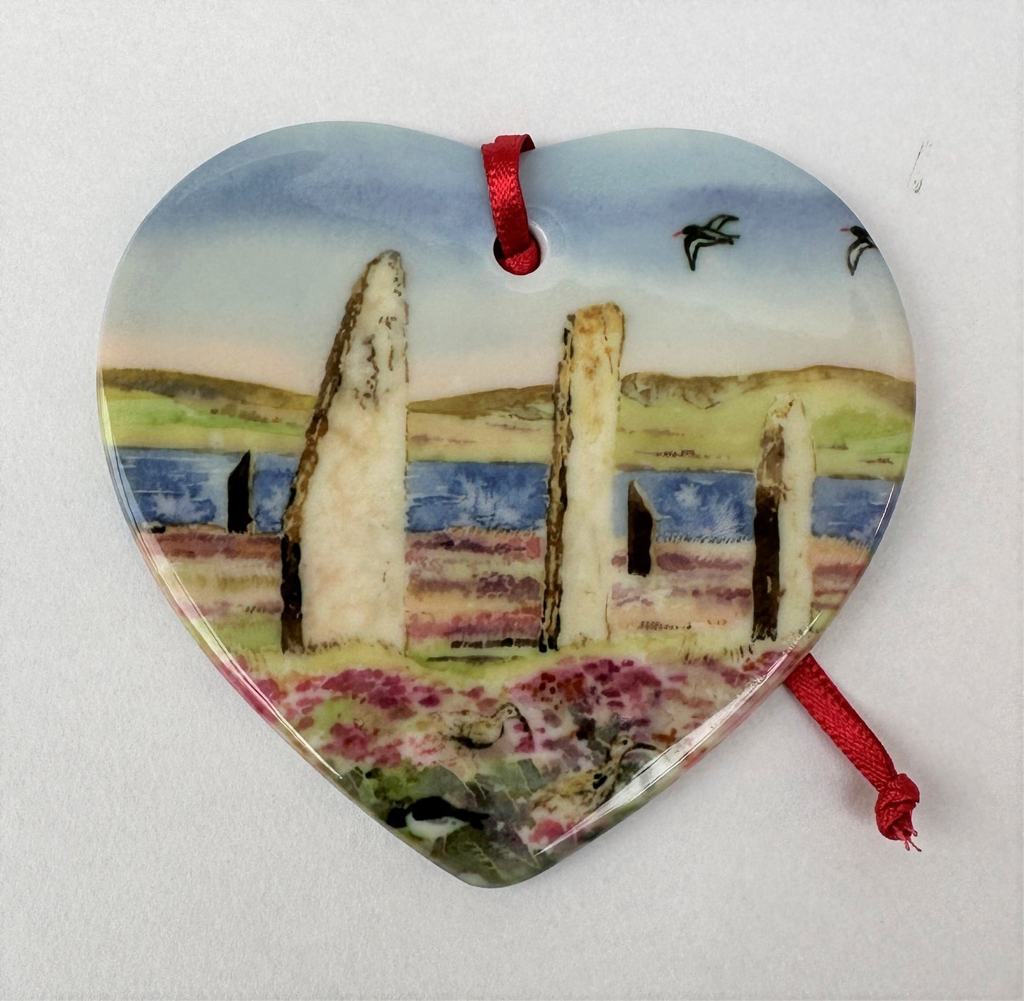 Hanging ornament/Oystercatchers and curlews at The Ring of Brodgar/