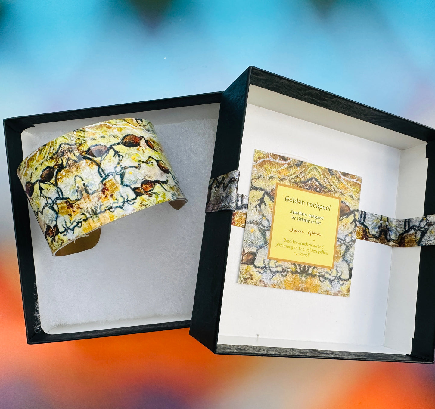 Jewellery by Jane Glue, 'Golden rockpool' Cuff bracelet
