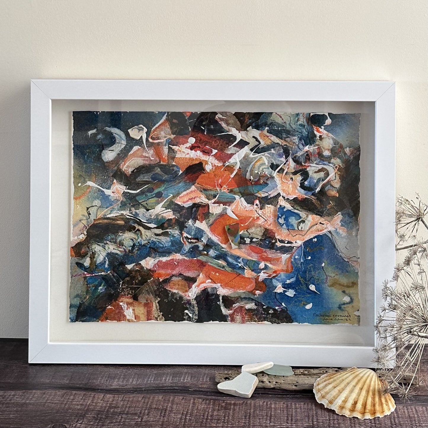SALE Original painting framed/Rockpool textures