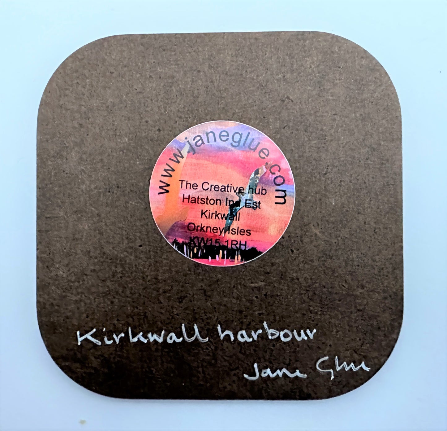 Designer coaster/Kirkwall harbour with boats