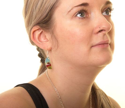 Jewellery by Jane Glue, 'Wildflower field' Earrings/small semi-circle