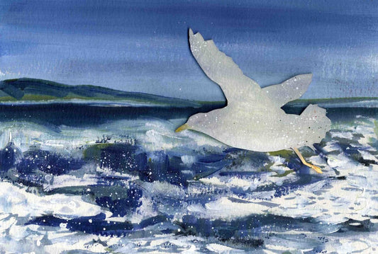 Limited edition print/Seagull and waves, Orkney