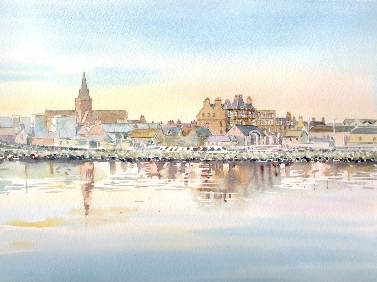 Limited edition print/Kirkwall from the marina on a cold winters day