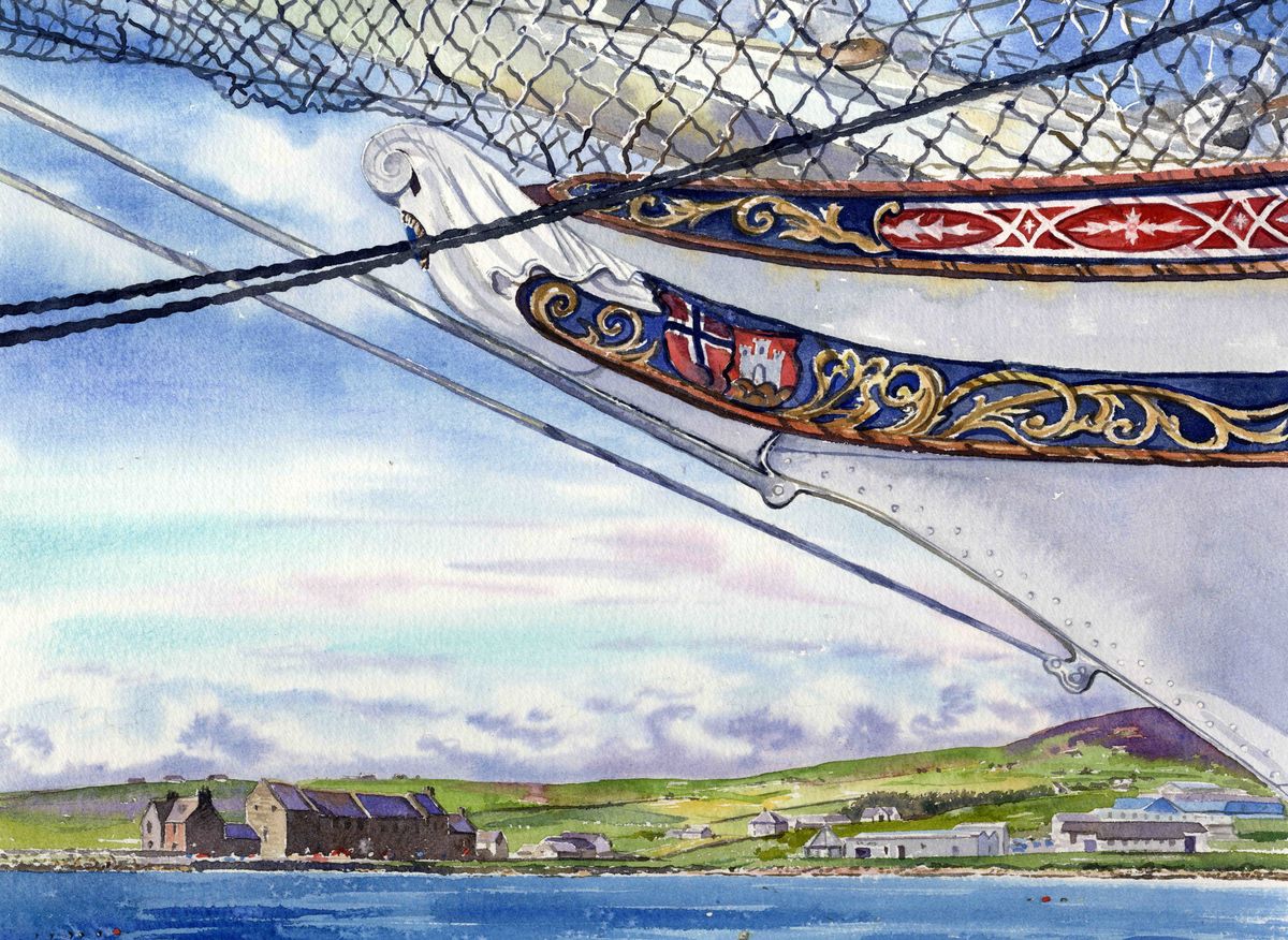 Limited edition print/Tall ship, Kirkwall pier