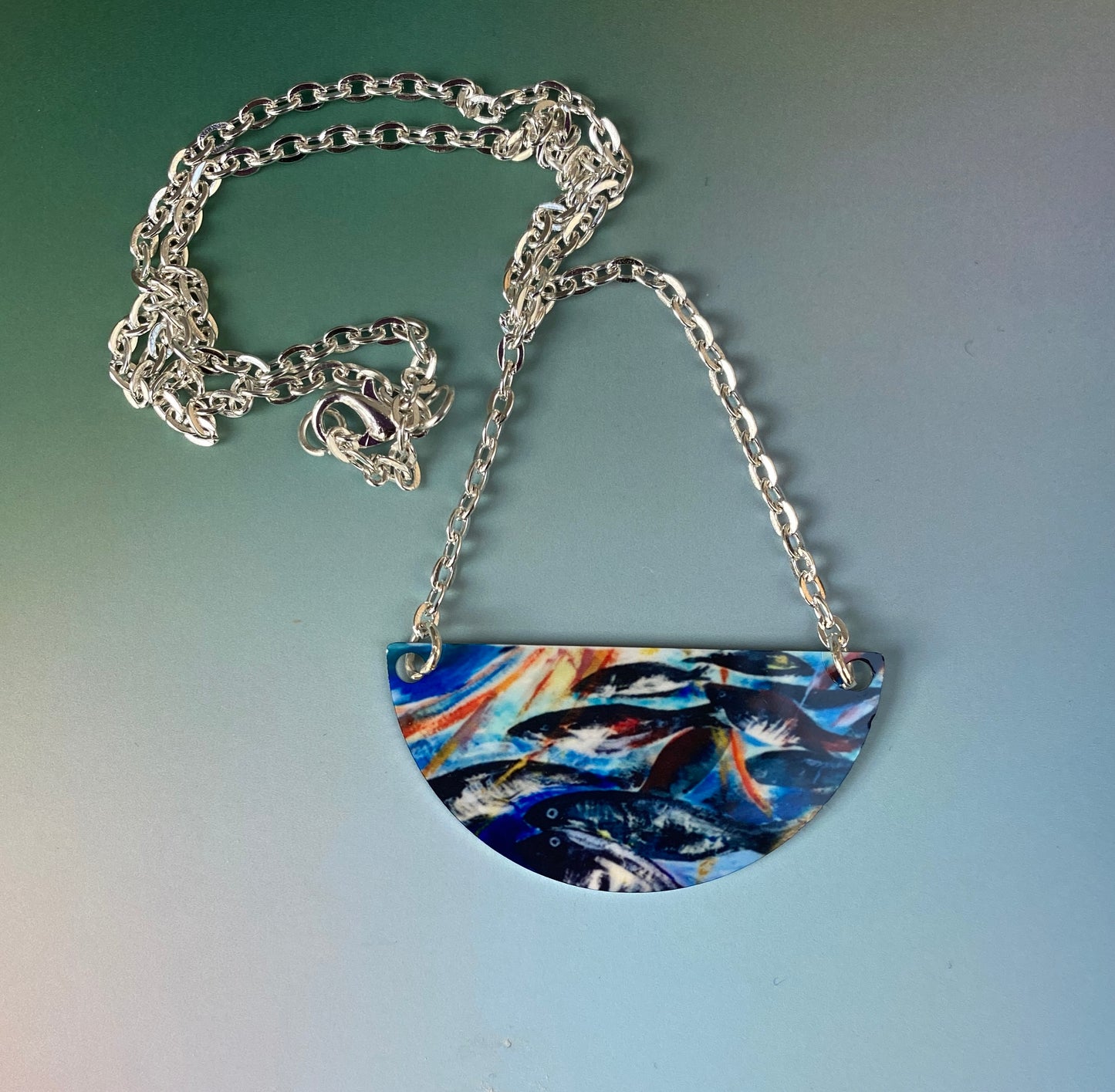 A pendant necklace design, Silver darlings by Orkney artist Jane Glue, Scotland